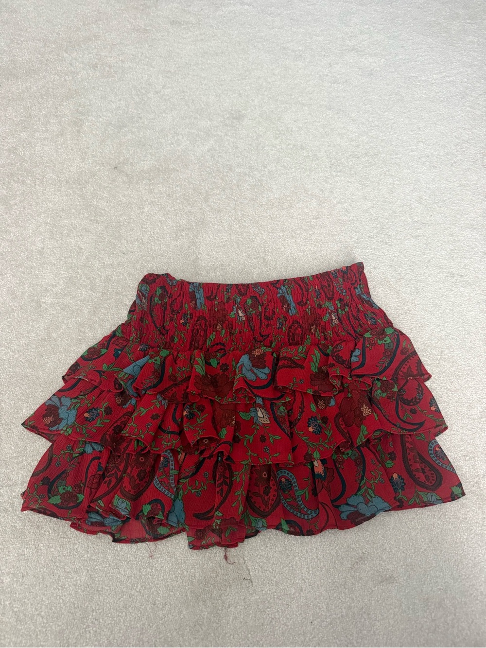 Zara red patterned mini skirt